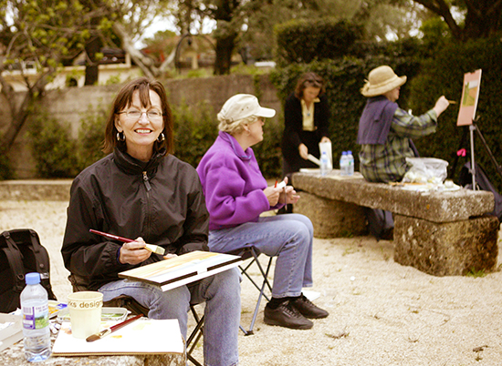 photo of John Hulsey's painting class in Chateau-Neuf-du Pape
